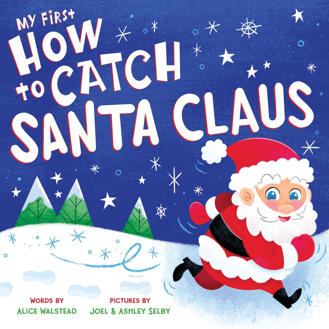 board book with image of santa running across the snow on the front