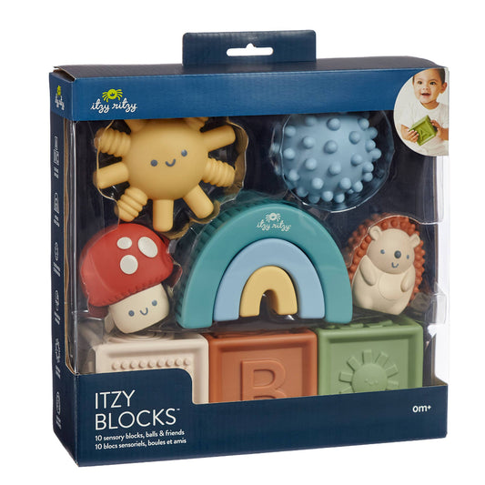 set of 10 sensory blocks, ball, and friends