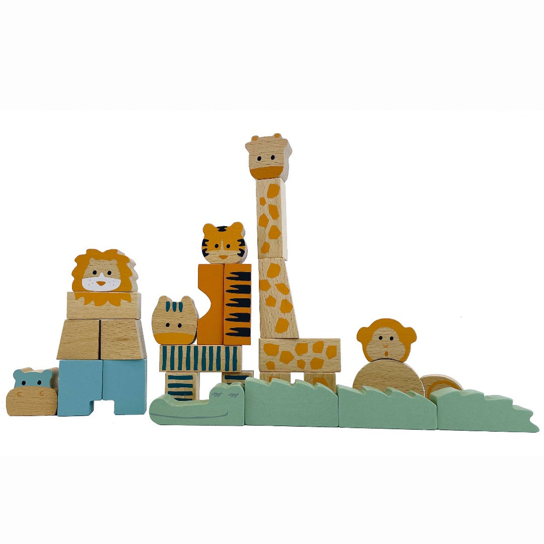 Jungle Animals Wooden Block Puzzles Set