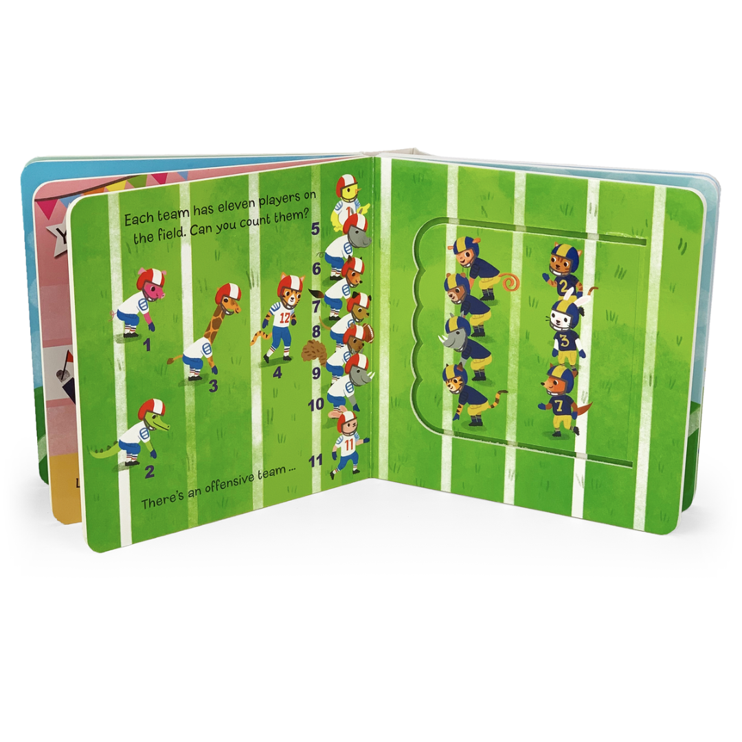 2 teams of animals playing football on the field (counting excersize)