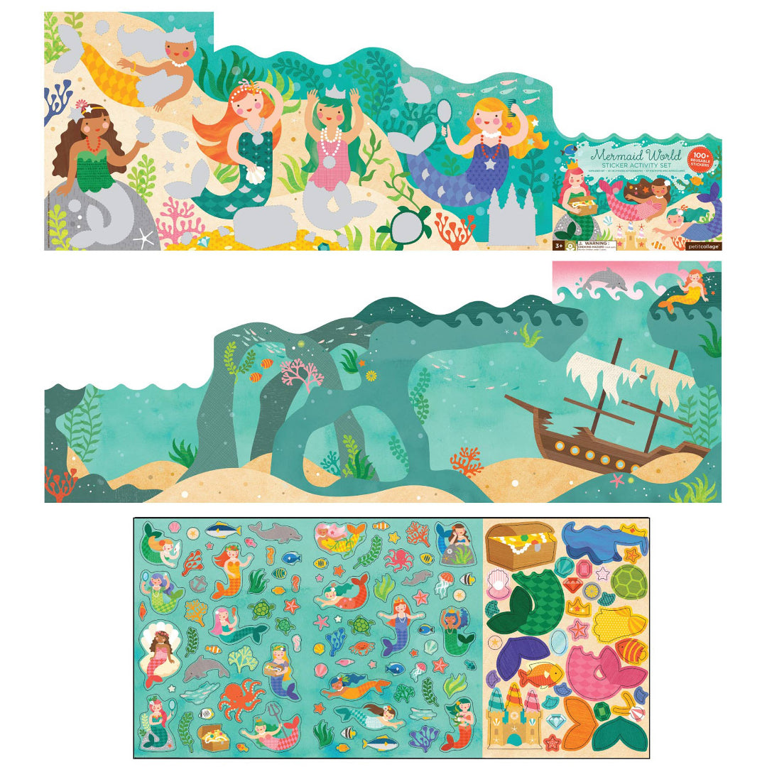 mermaid themed sticker activity book with over 100 reusable stickers included