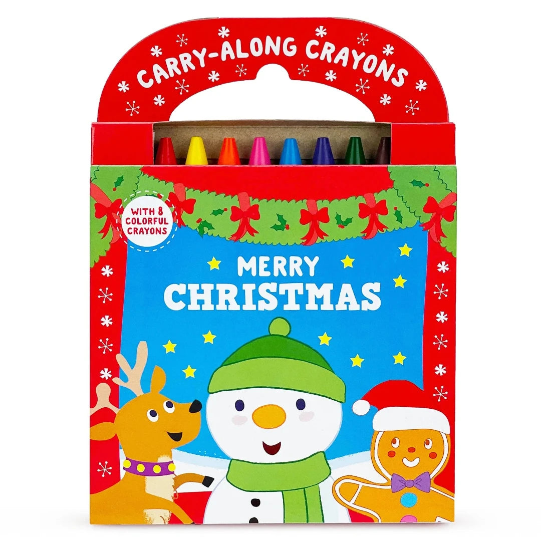 christmas themed coloring book with crayons