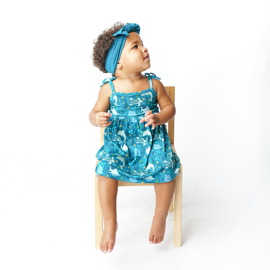 *FINAL SALE* Ocean Blue Viscose Bamboo Baby Headband Bow