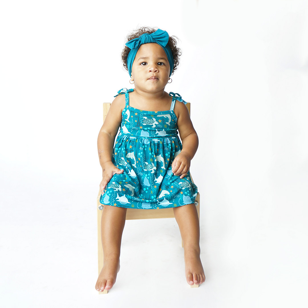 *FINAL SALE* Ocean Blue Viscose Bamboo Baby Headband Bow
