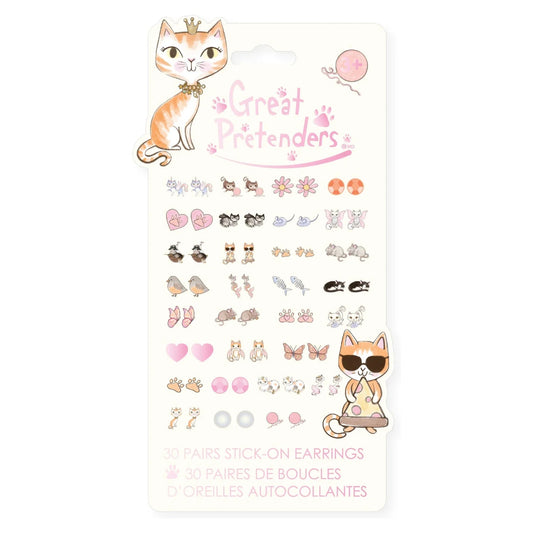 30 pairs of cat themed stick-on earrings