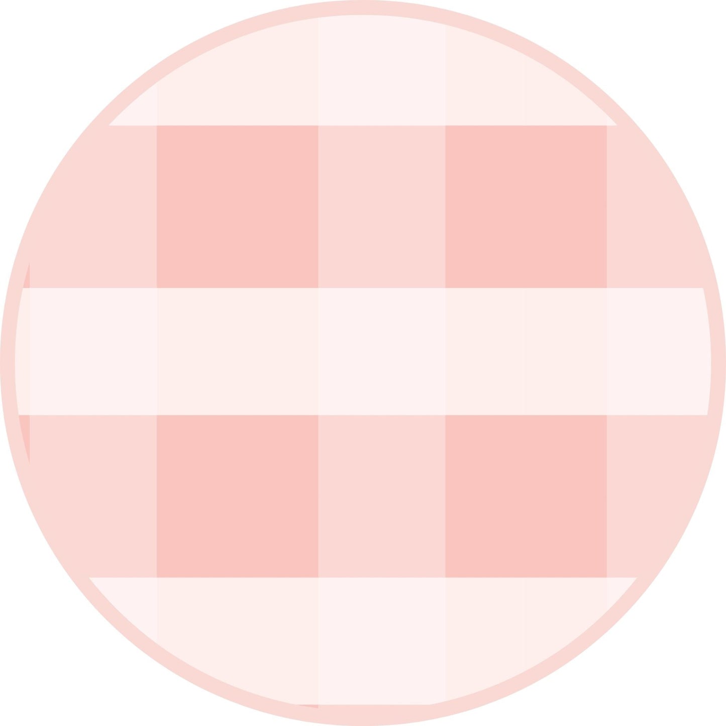 Round pink and white checkered object on a white background