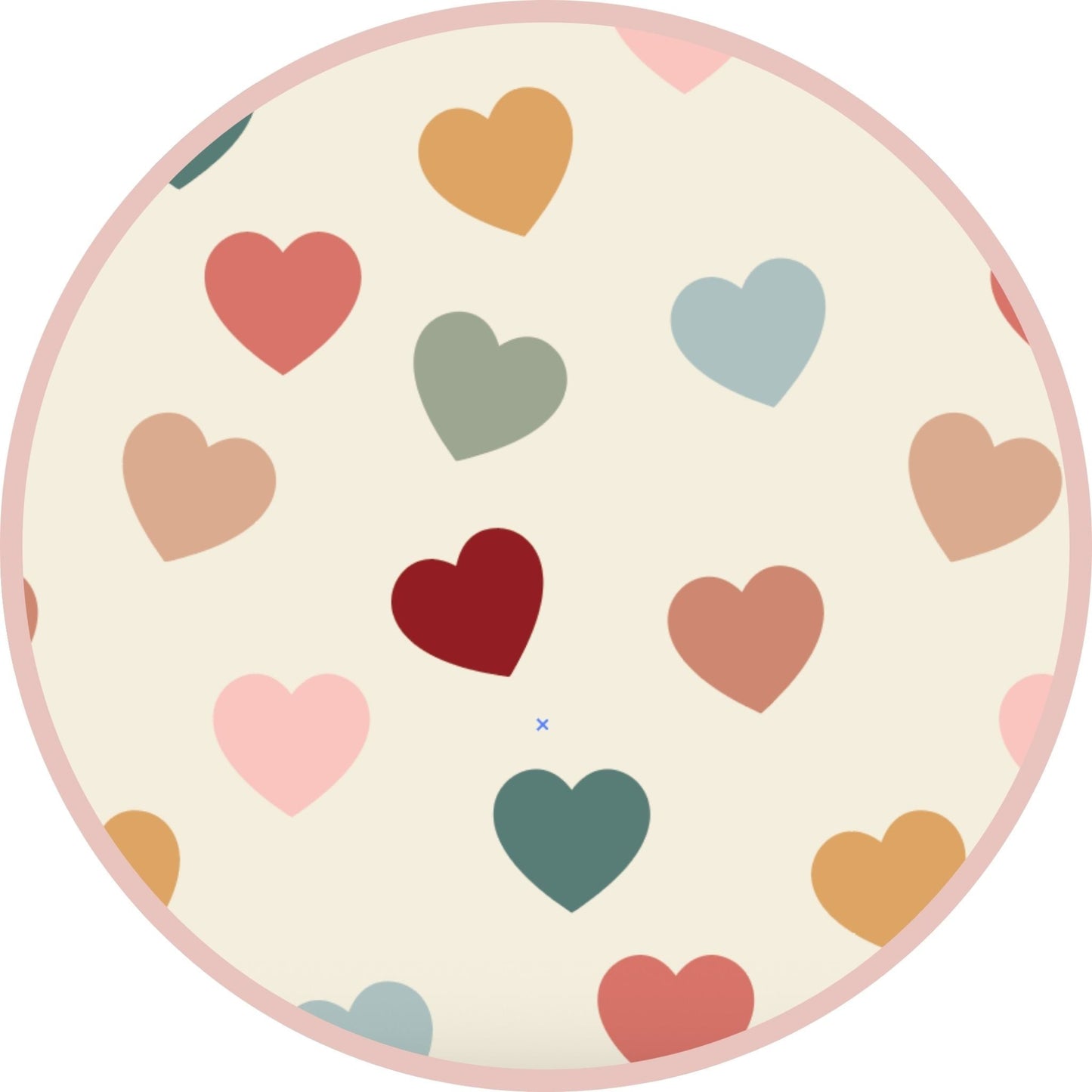 Rainbow Hearts print pattern on bamboo fabric.