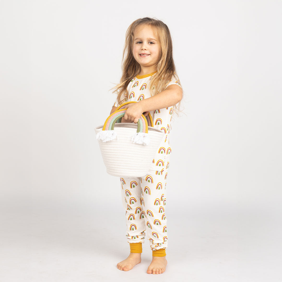 Lucy's Room Rainbow Handled Rope Basket