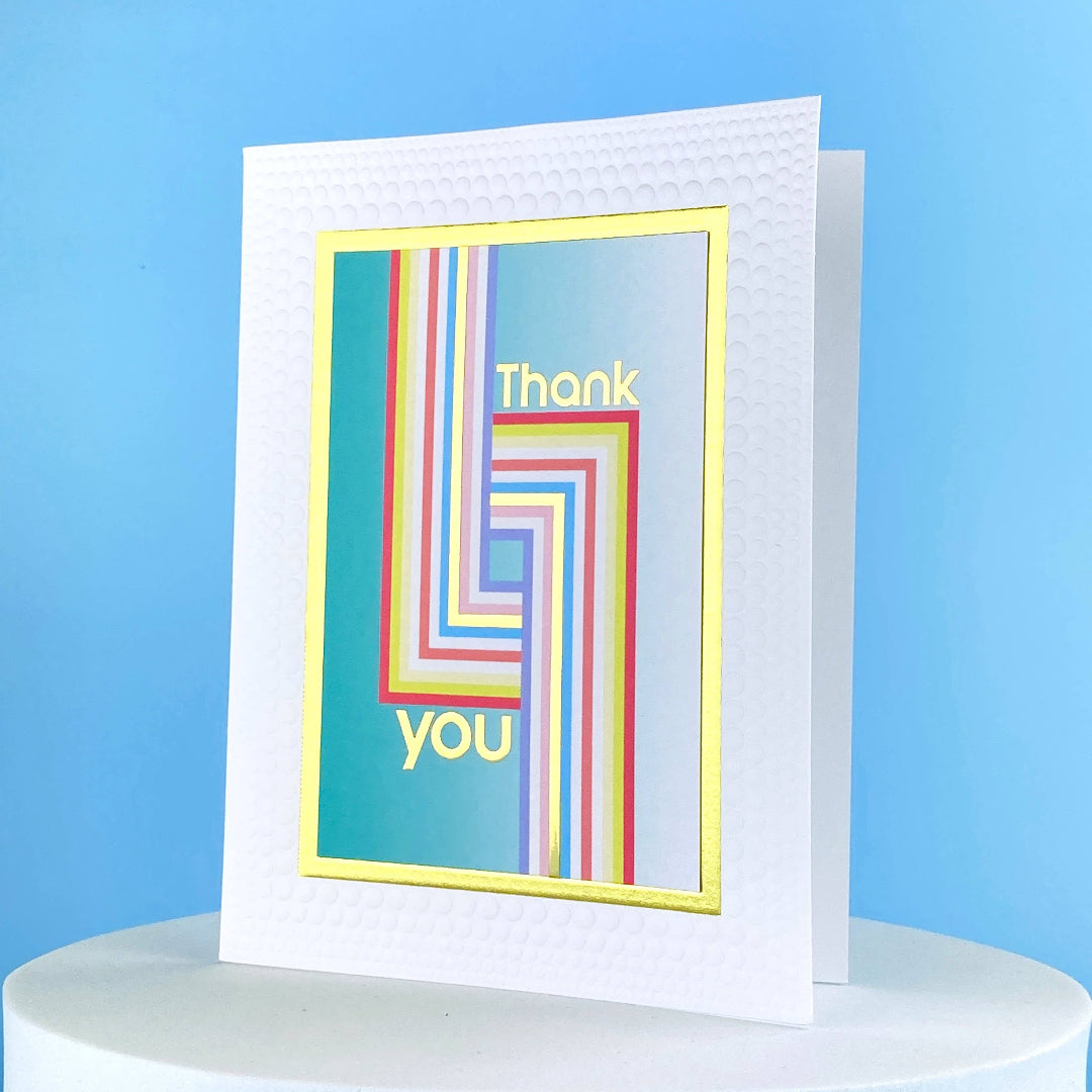 thank you card with multiple colors on it