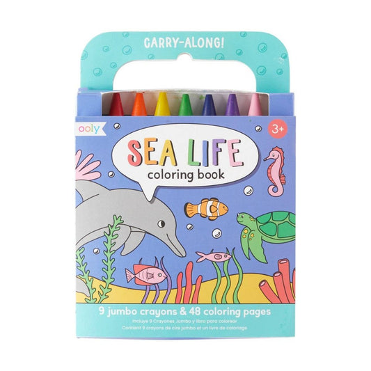 Carry along Sea life coloring book with rainbow crayons