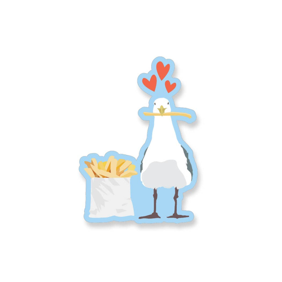 seagull with french fries vinyl sticker