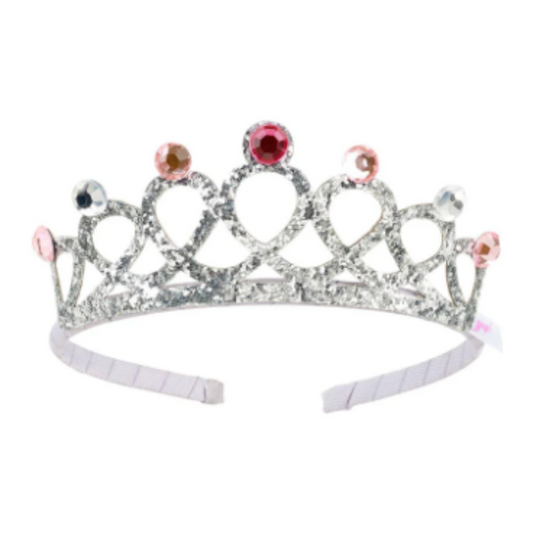 silver kids crown with rhinestones on the top