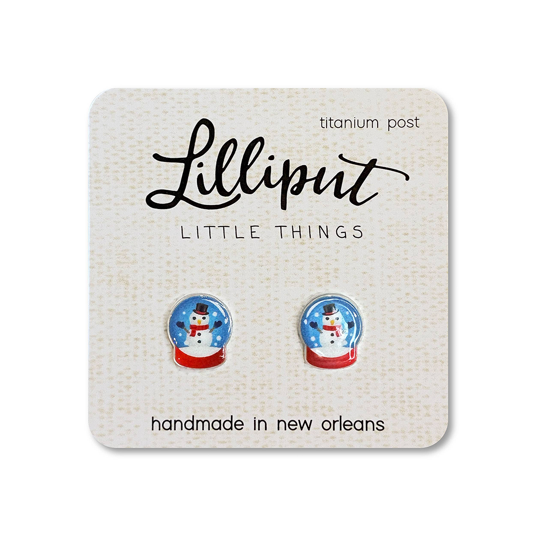 snowman in a snowglobe earrings