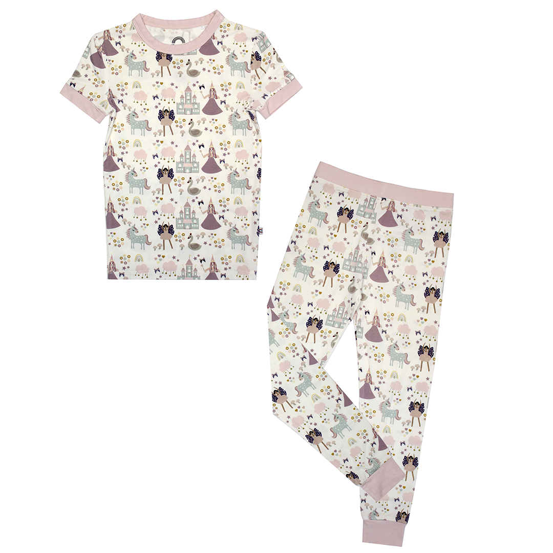 Once Upon a Time Bamboo Short Sleeve Kids Pajama Pants Set