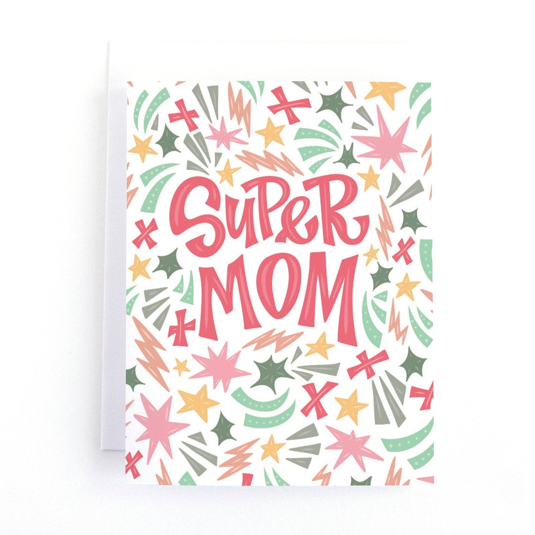 greeting card that says super mom on the front