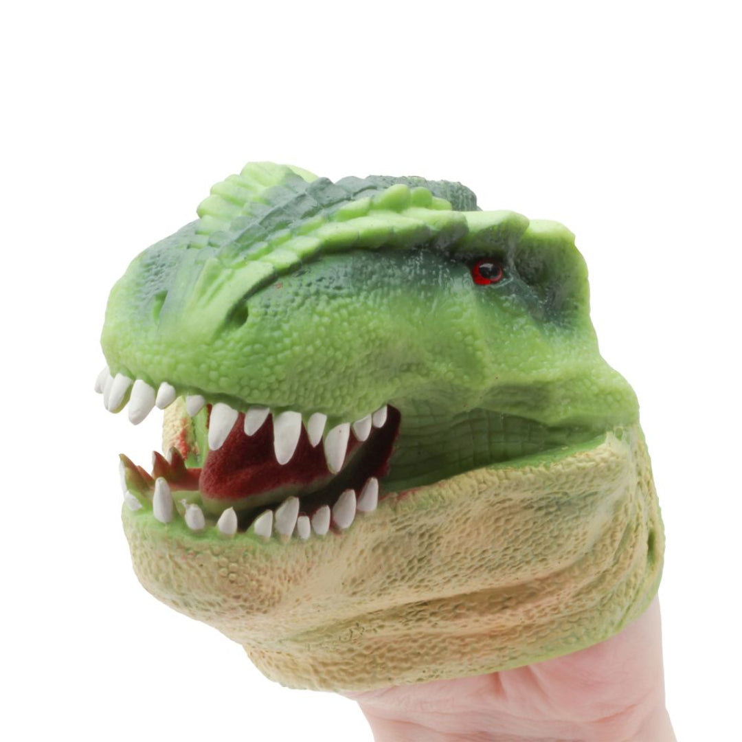 green t-rex hand puppet