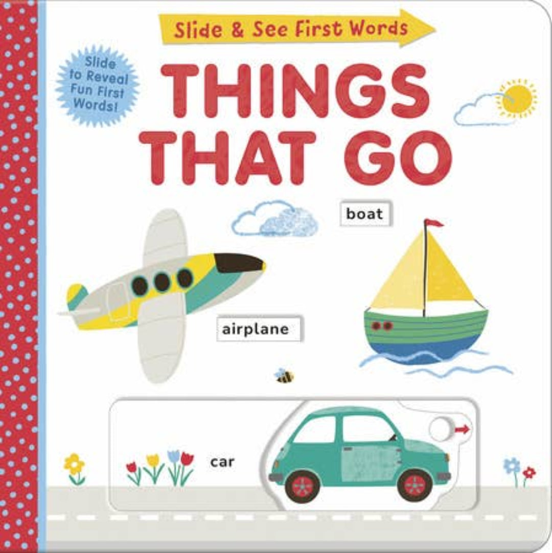 board book about things that go, it has an airplane, boat, and car on the cover