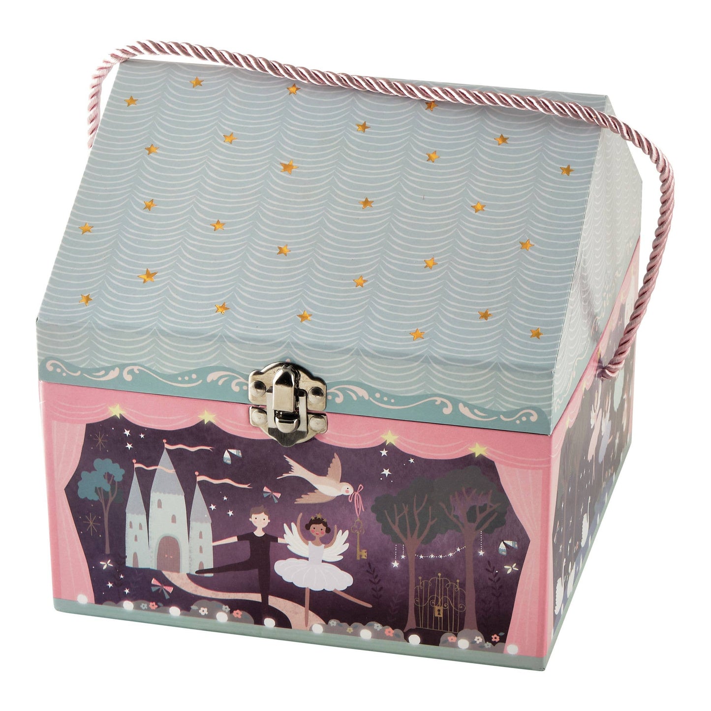 Decorative box with fairy tale design on a white background