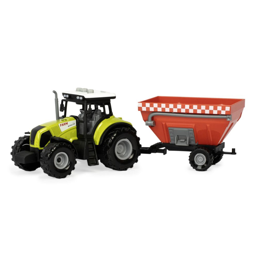 toy tractor with trailer that has lights and sounds