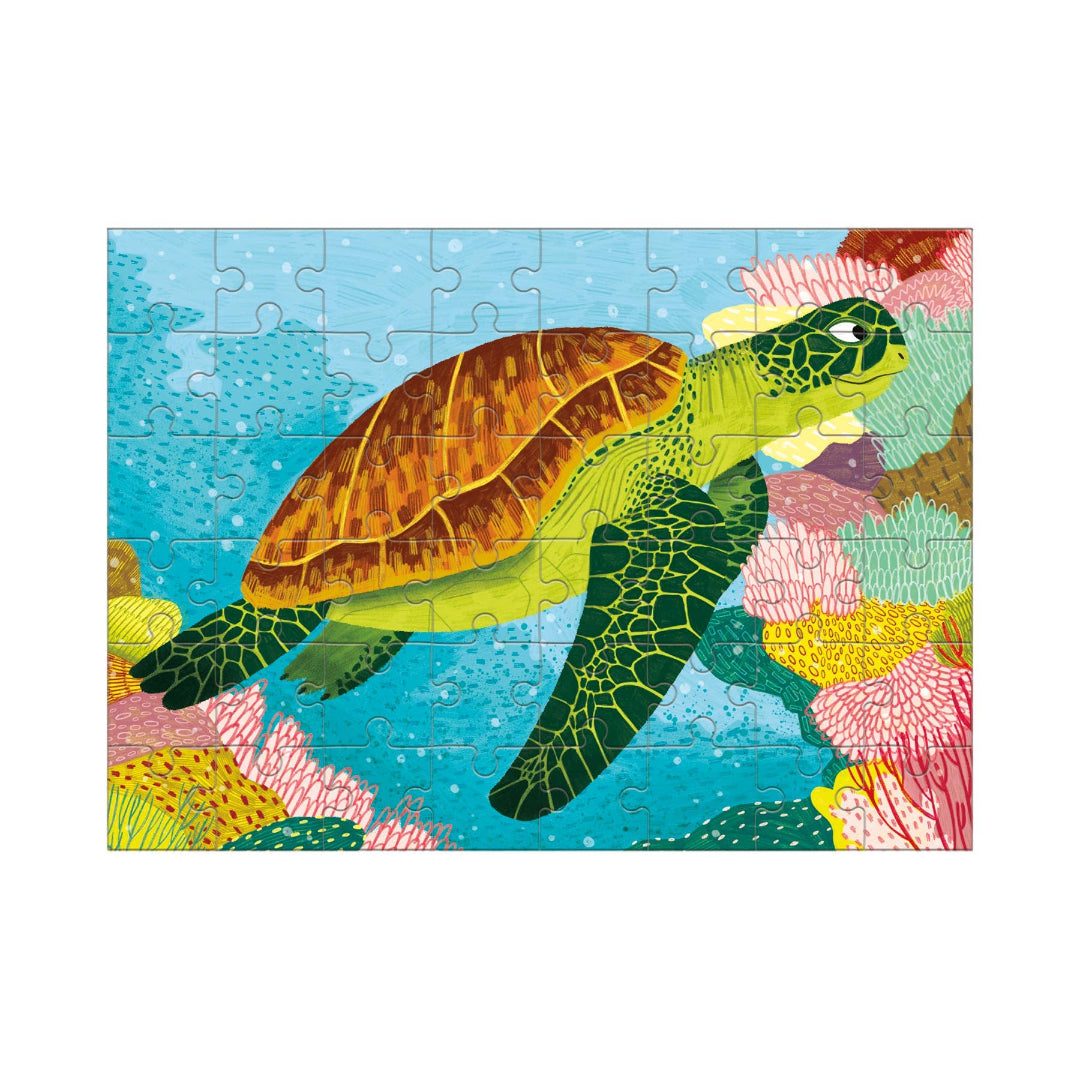 mini puzzle of a sea turtle swimming