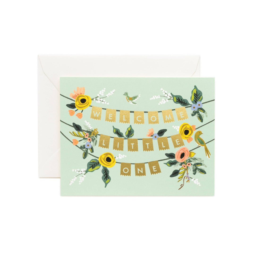 welcome little one garland card