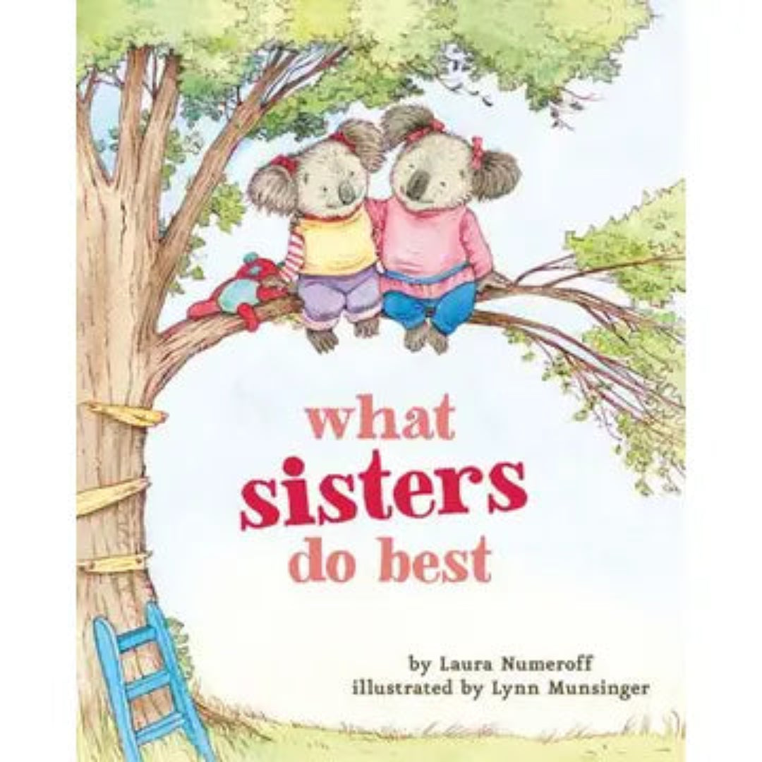 2 koala sisters sitting in a tree with their arms around one another