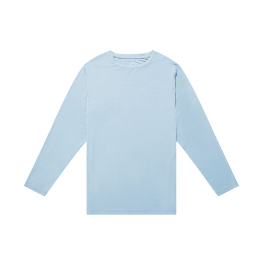 Light blue long-sleeve shirt on a white background
