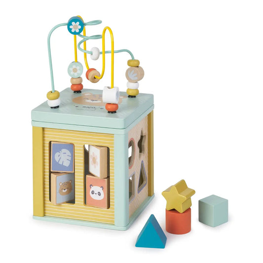 wooden activity cube