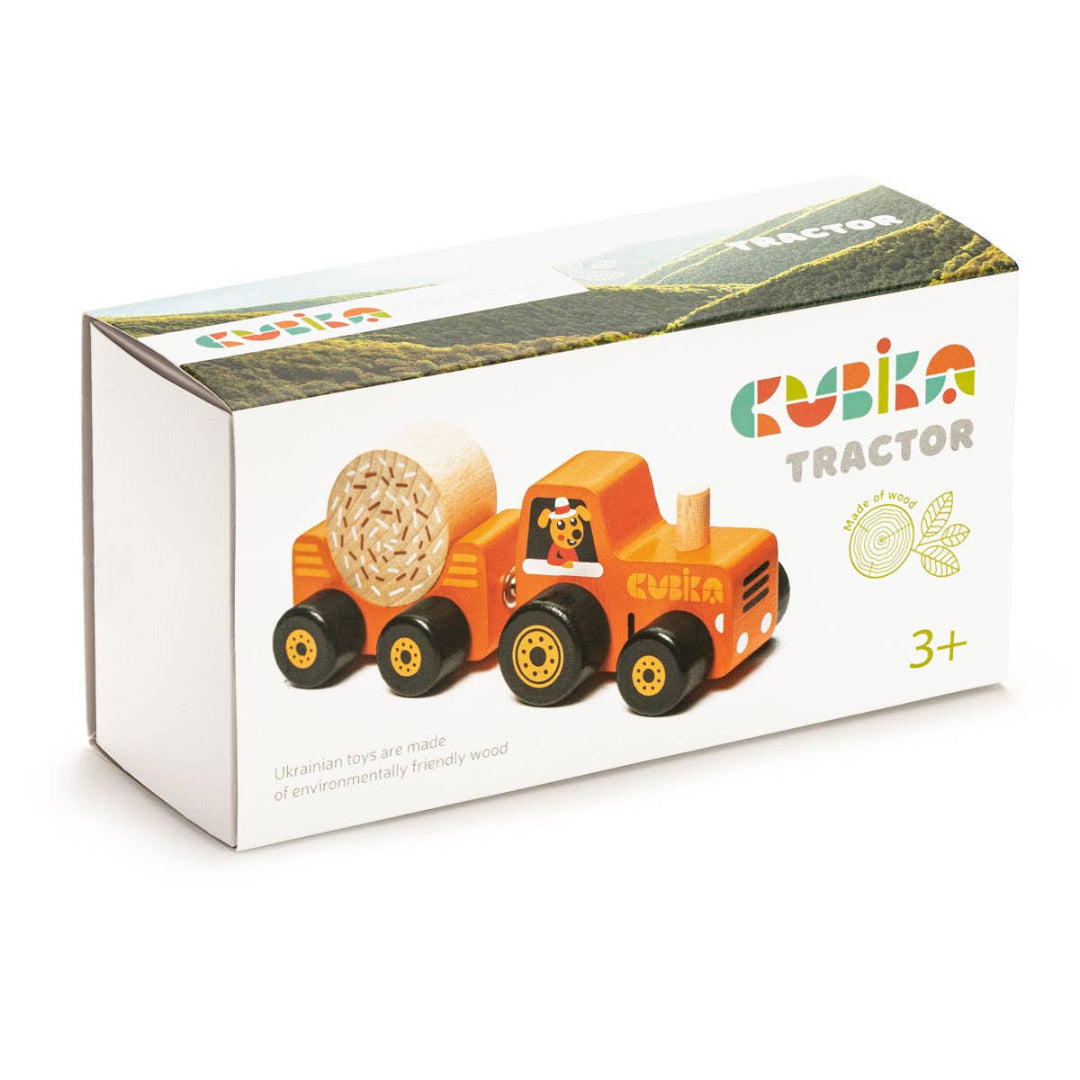 orange wooden tractor
