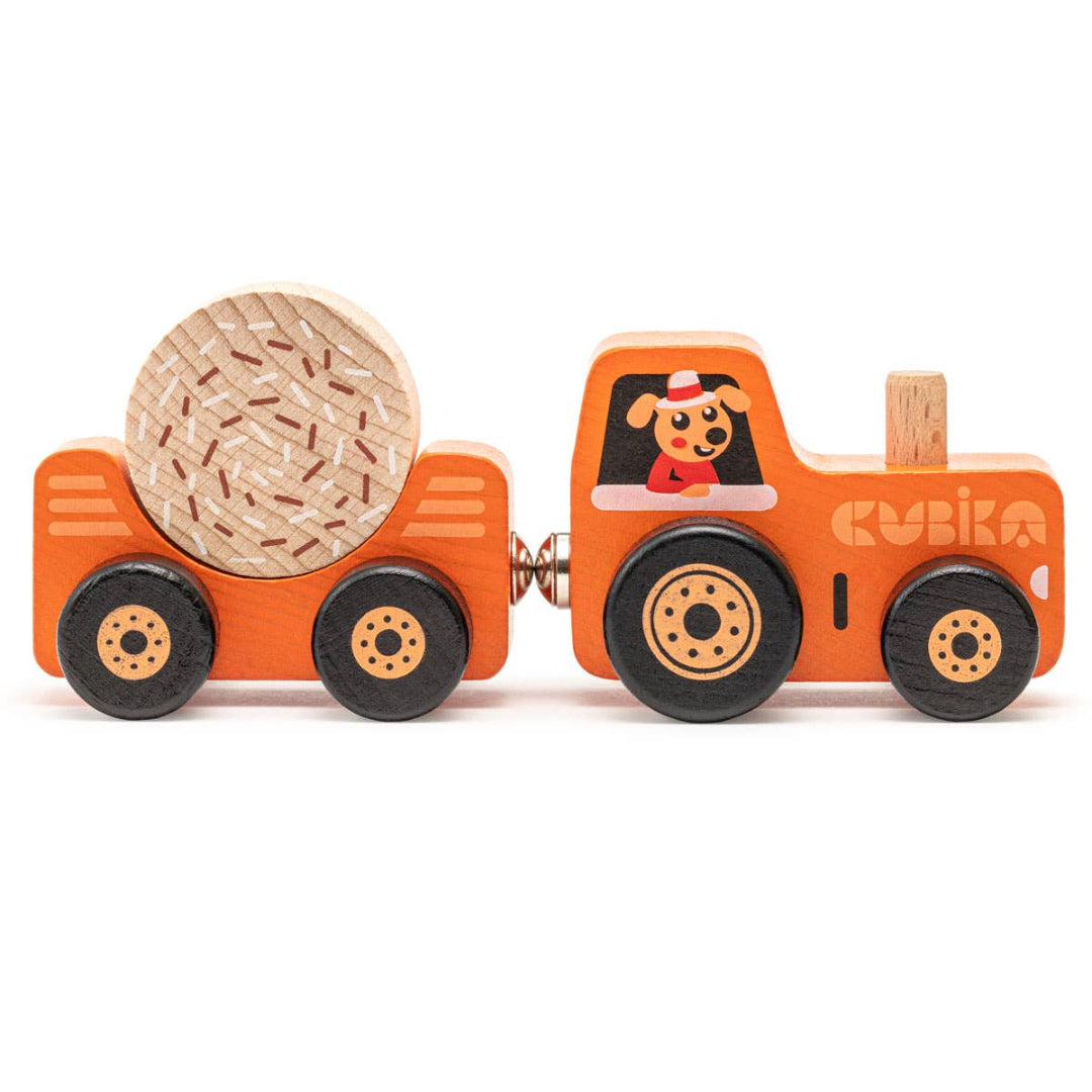 orange wooden tractor