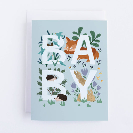woodland themed baby shower card