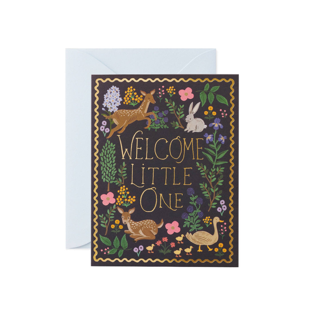 welcome little one woodland card