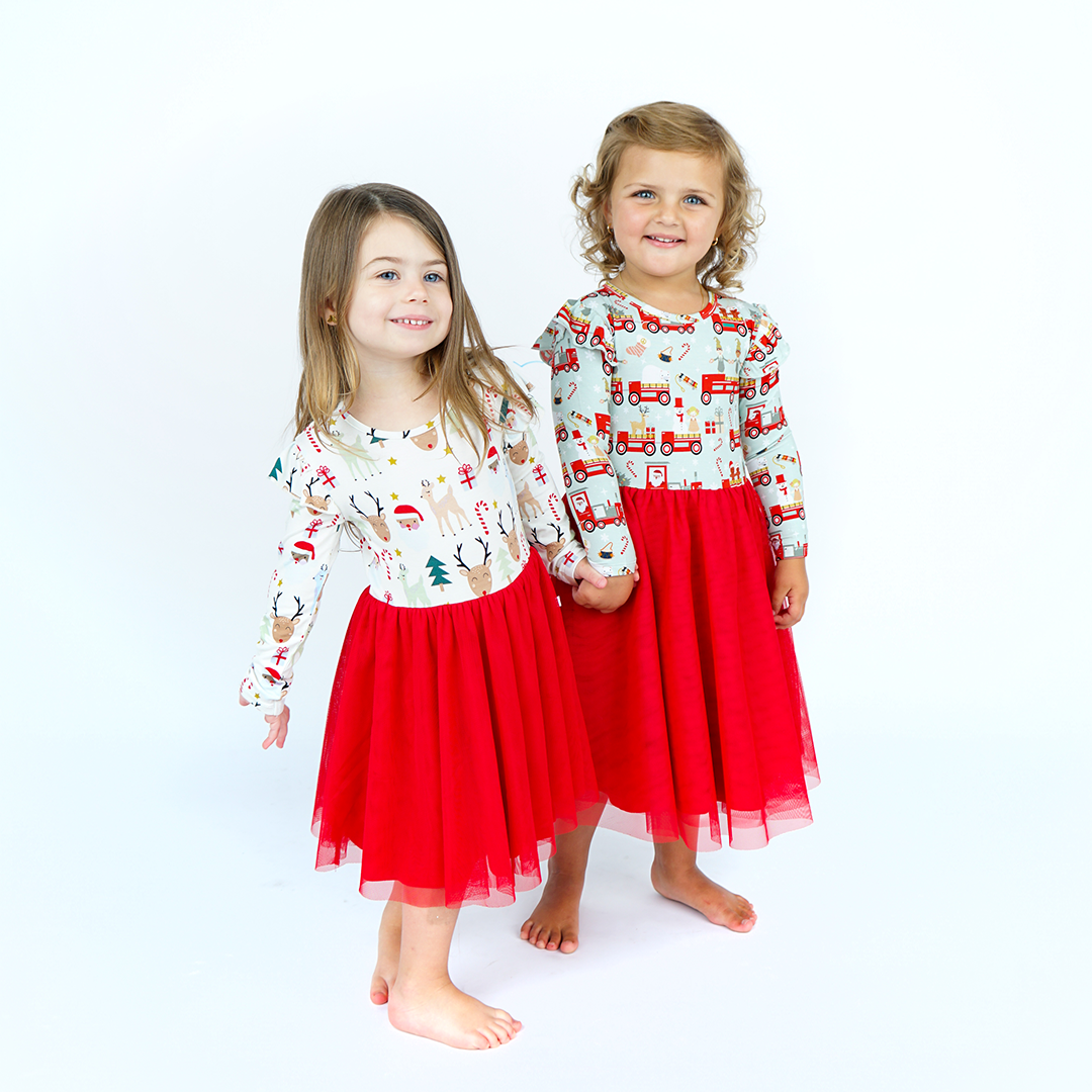 Christmas Train Tulle Bamboo Twirl Dress