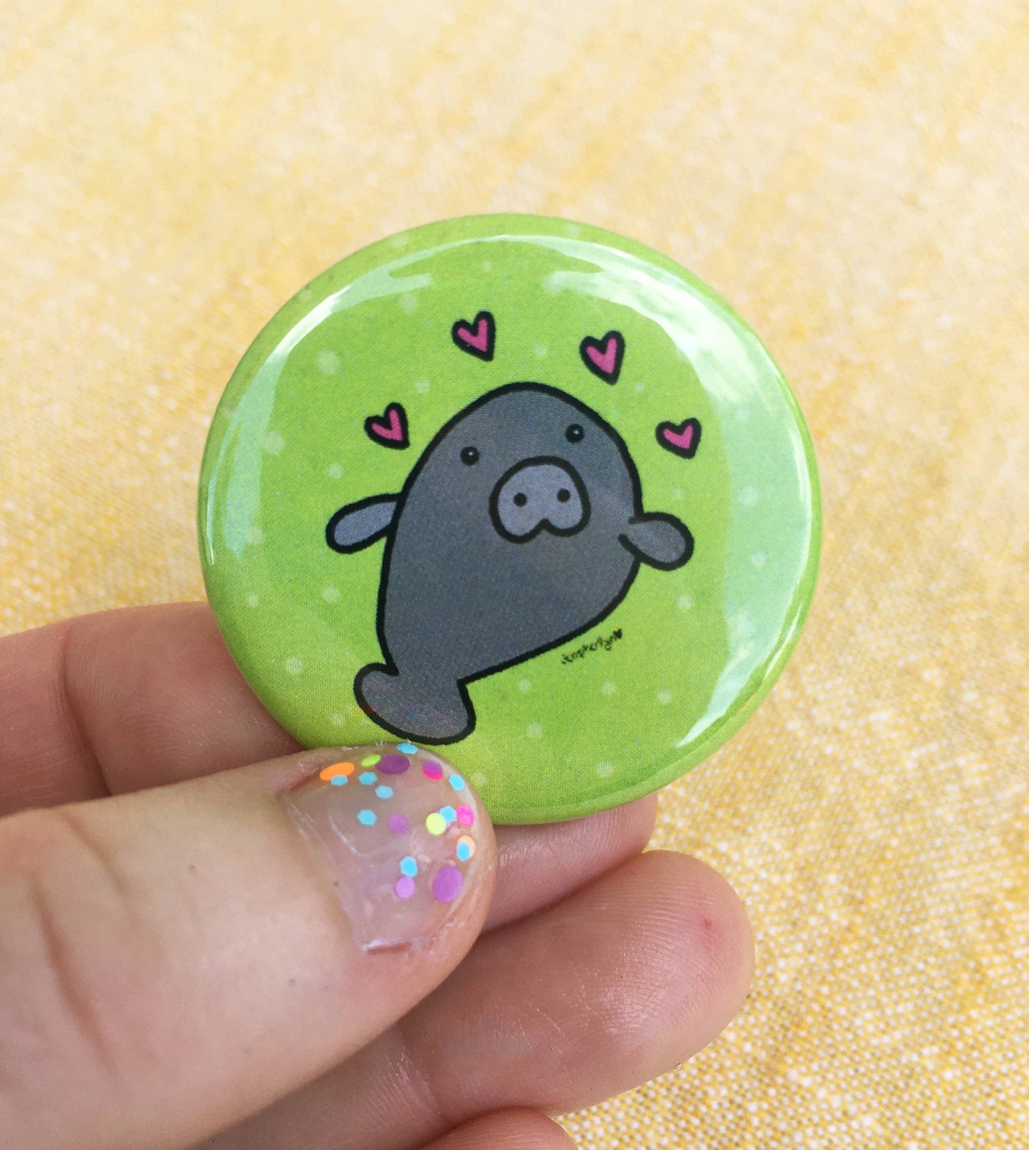 Manatee Love Pin Back Button