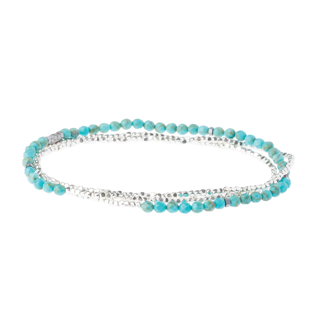 Delicate Stone Bracelet/Necklace - Turquoise/Silver, Stone of the Sky