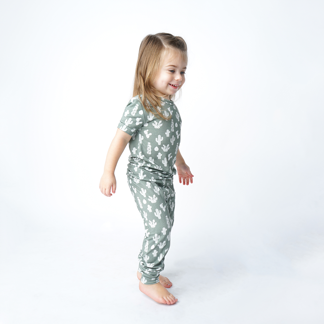 Stay Sharp Cactus Viscose Bamboo Two-Piece Short Sleeve Kids Pajama Set