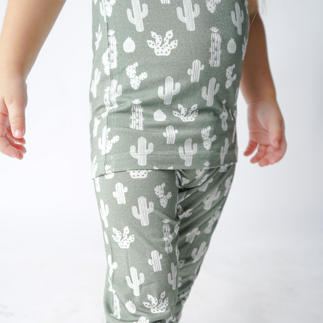 Stay Sharp Cactus Viscose Bamboo Two-Piece Short Sleeve Kids Pajama Set