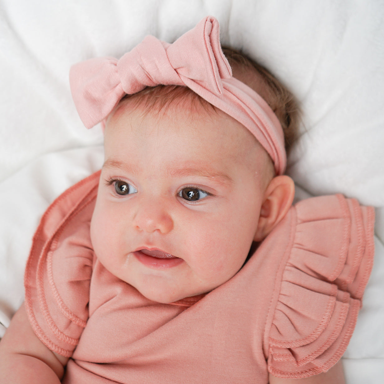 FINAL SALE Dusty Rose Bamboo Baby Headband Bow
