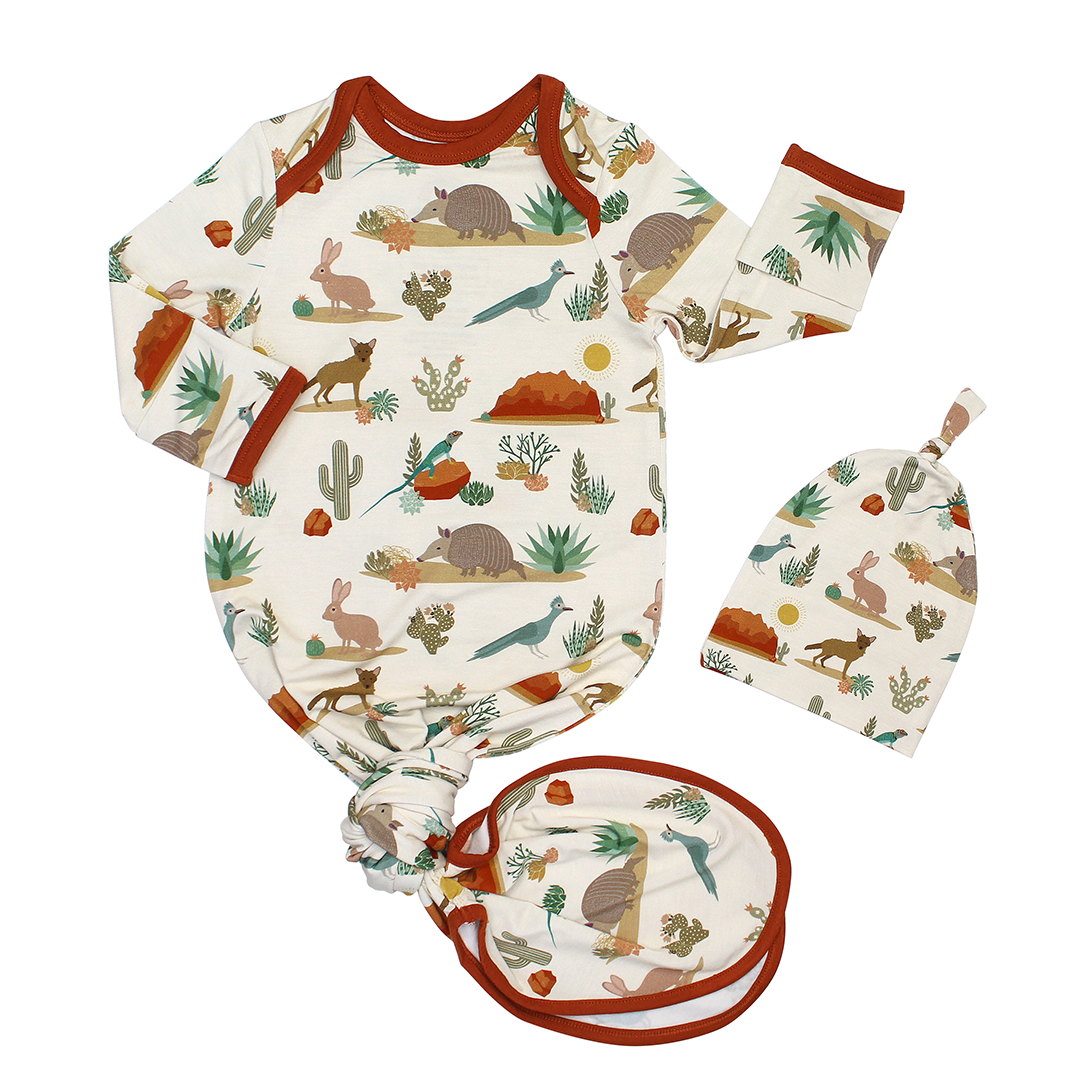 Desert Friends Bamboo Gown and Hat Newborn Baby Gift Set