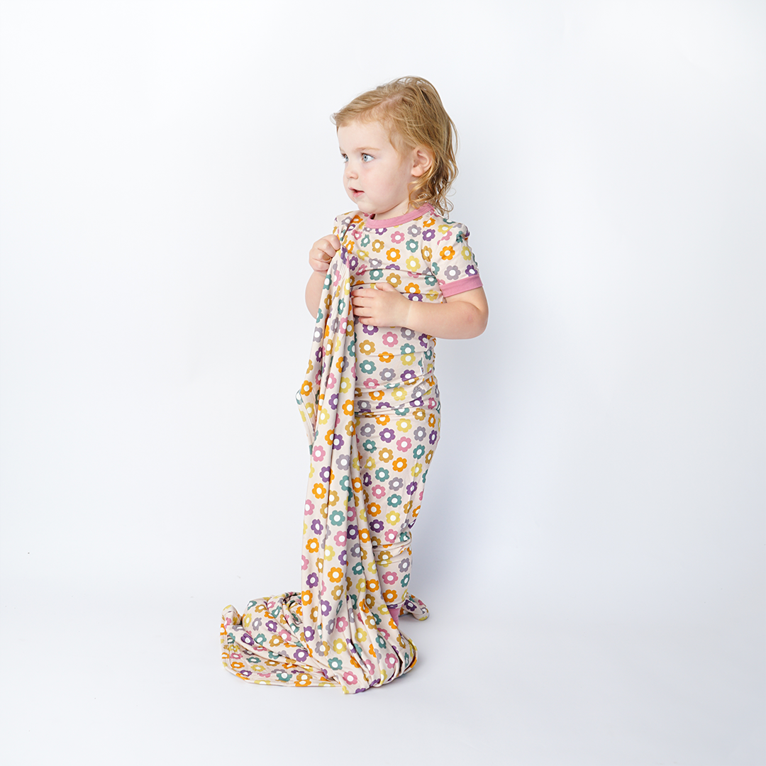 Feeling Groovy Short Sleeve Bamboo Kids Pajama Pants Set