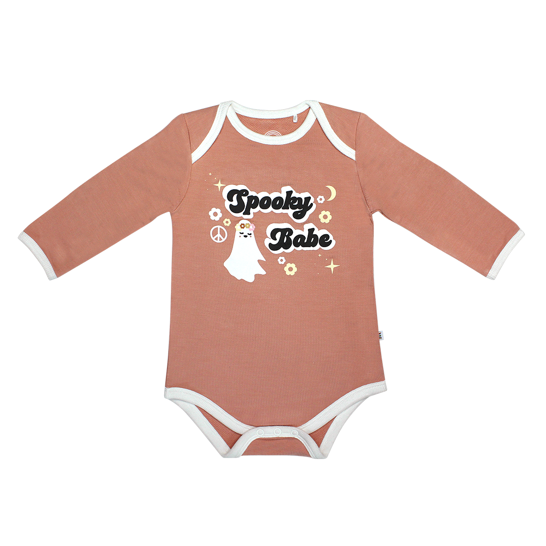 Spooky Babe Halloween Long Sleeve Viscose Bamboo Terry Ringer Baby Onesie