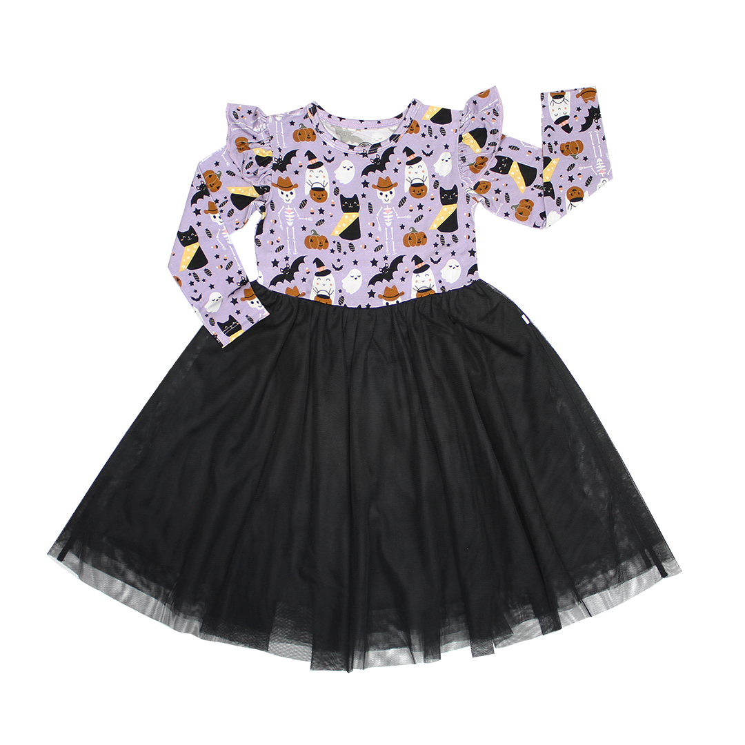 Spooky Cute Halloween Purple Bamboo Tulle Twirl Dress