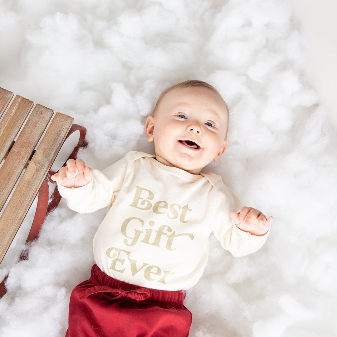 best gift ever newborn baby boy gender neutral Christmas outfit fall pants joggers