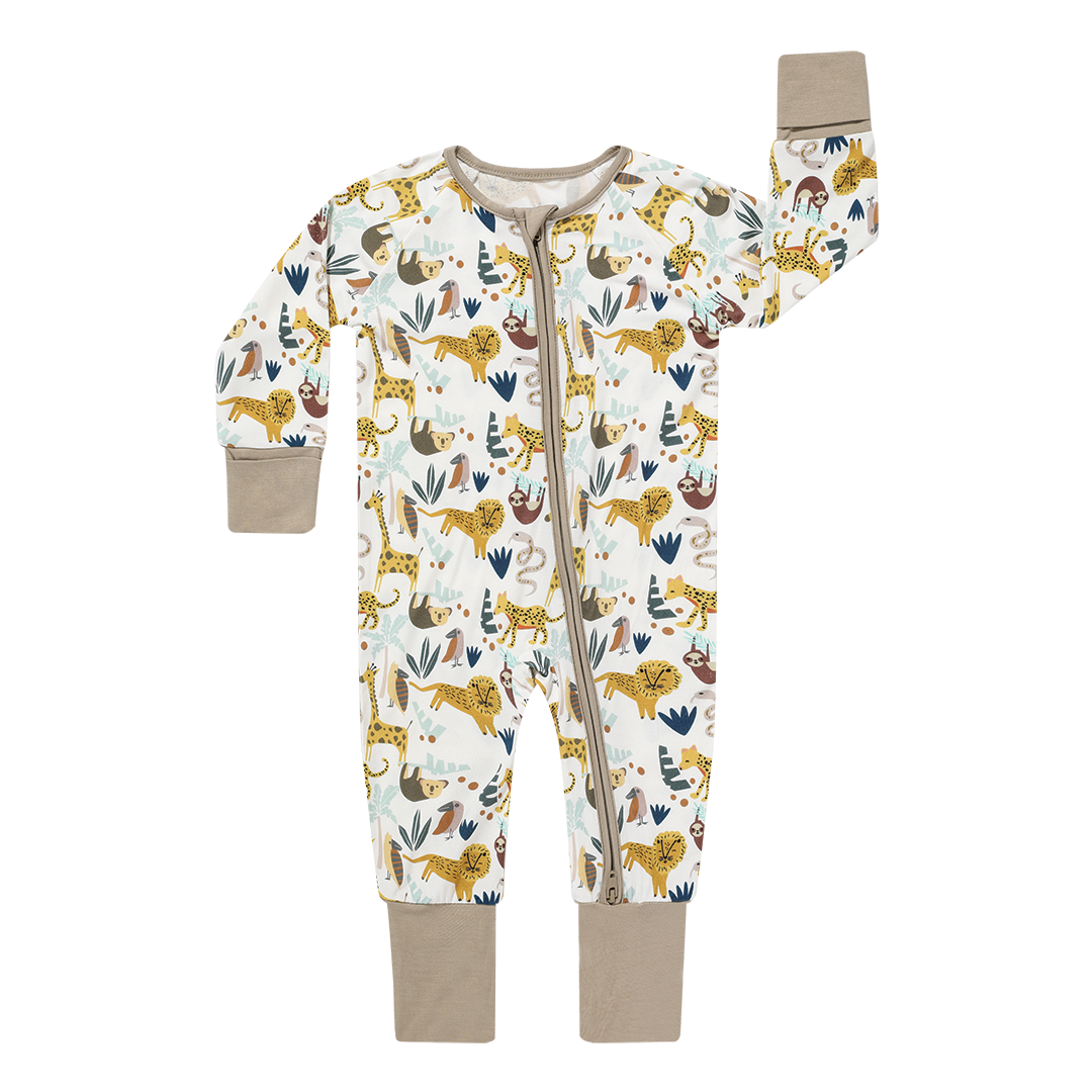 Jungle Friends Bamboo Baby Pajama Convertible Zippy Pajamas