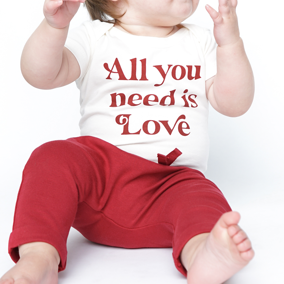 FINAL SALE All You Need is Love Short Sleeve Cotton Baby Onesie