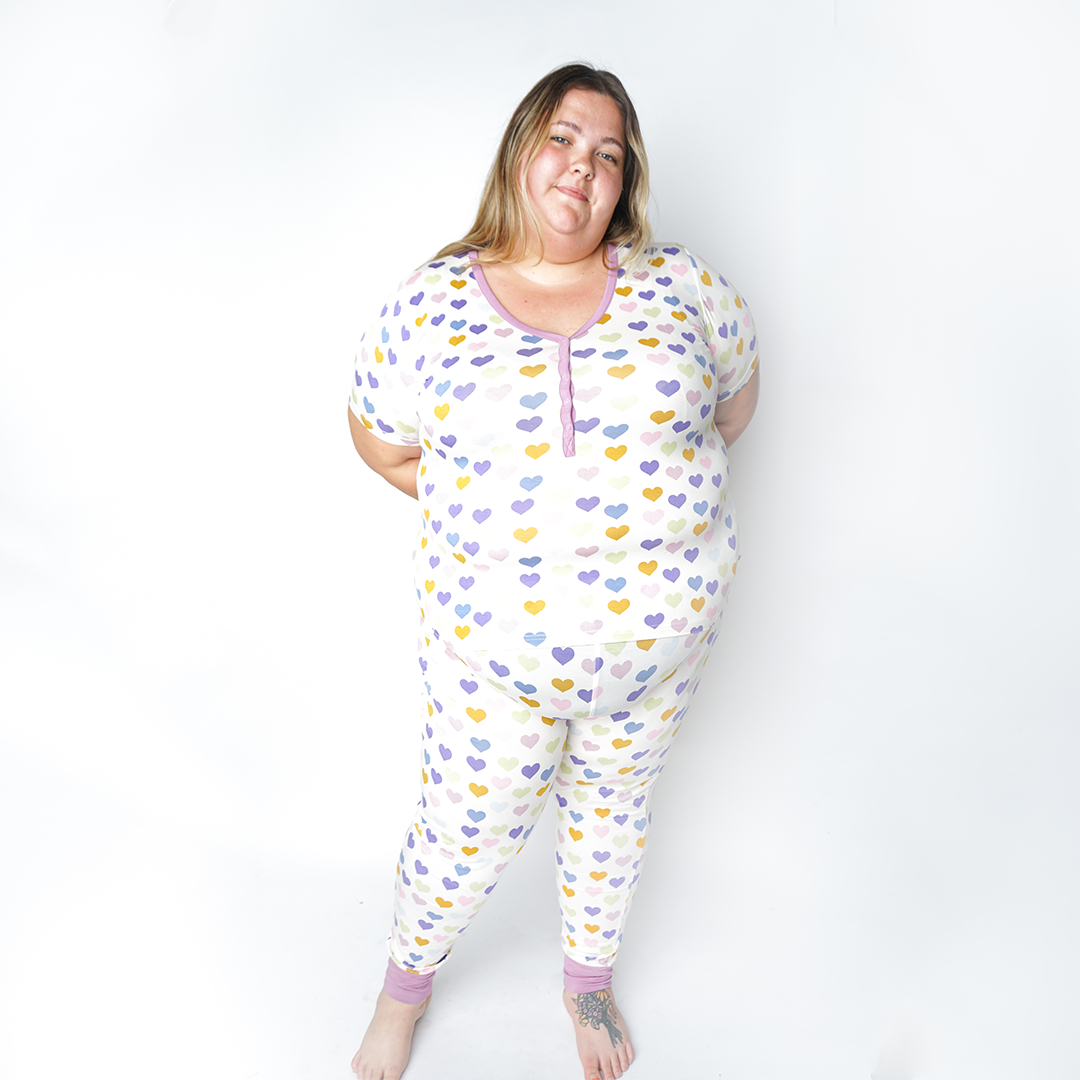 Little Love Purple Hearts Viscose Bamboo Women's Jogger Pajama Pants
