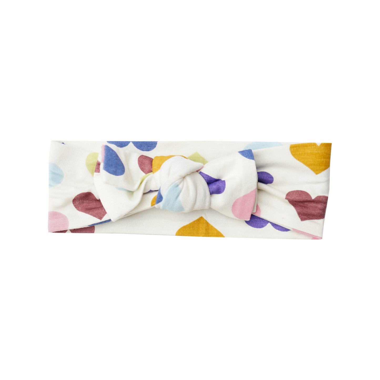 Little Love Purple Hearts Viscose Bamboo Headband Bow