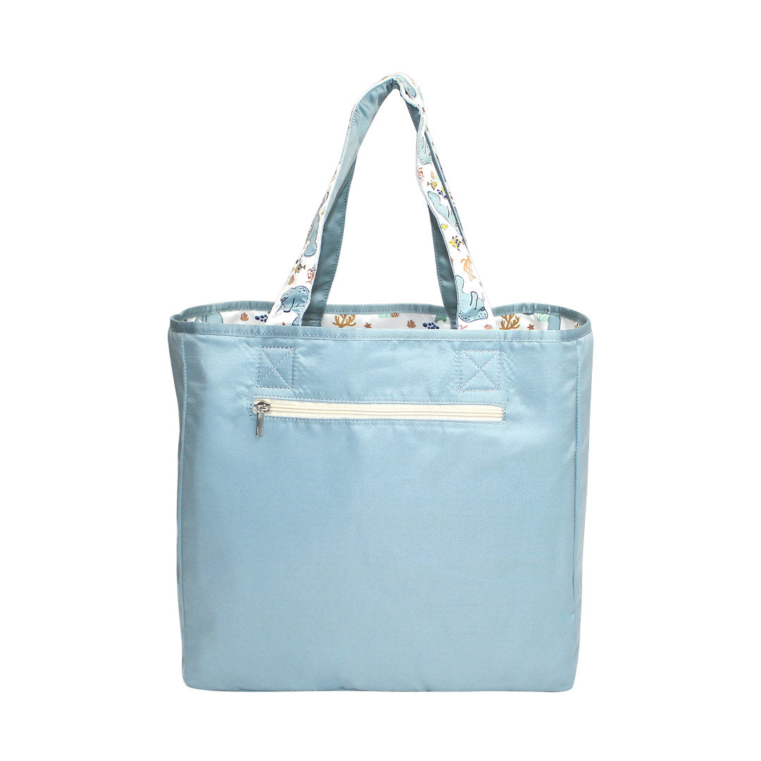 Manatee and Blue Surf Reversible Beach Bag