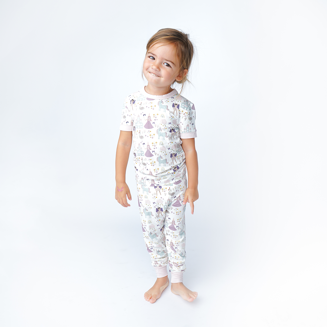 Once Upon a Time Short Sleeve Bamboo Kids Pajama Pants Set