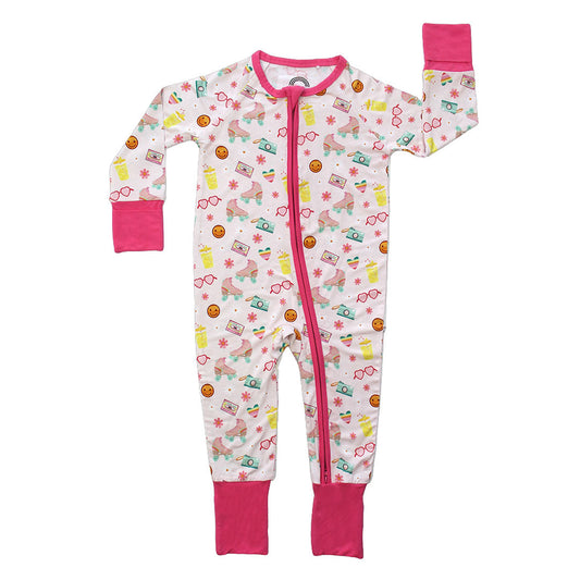 Let the Good Times Roll Roller Skates Bamboo Convertible Baby Pajamas